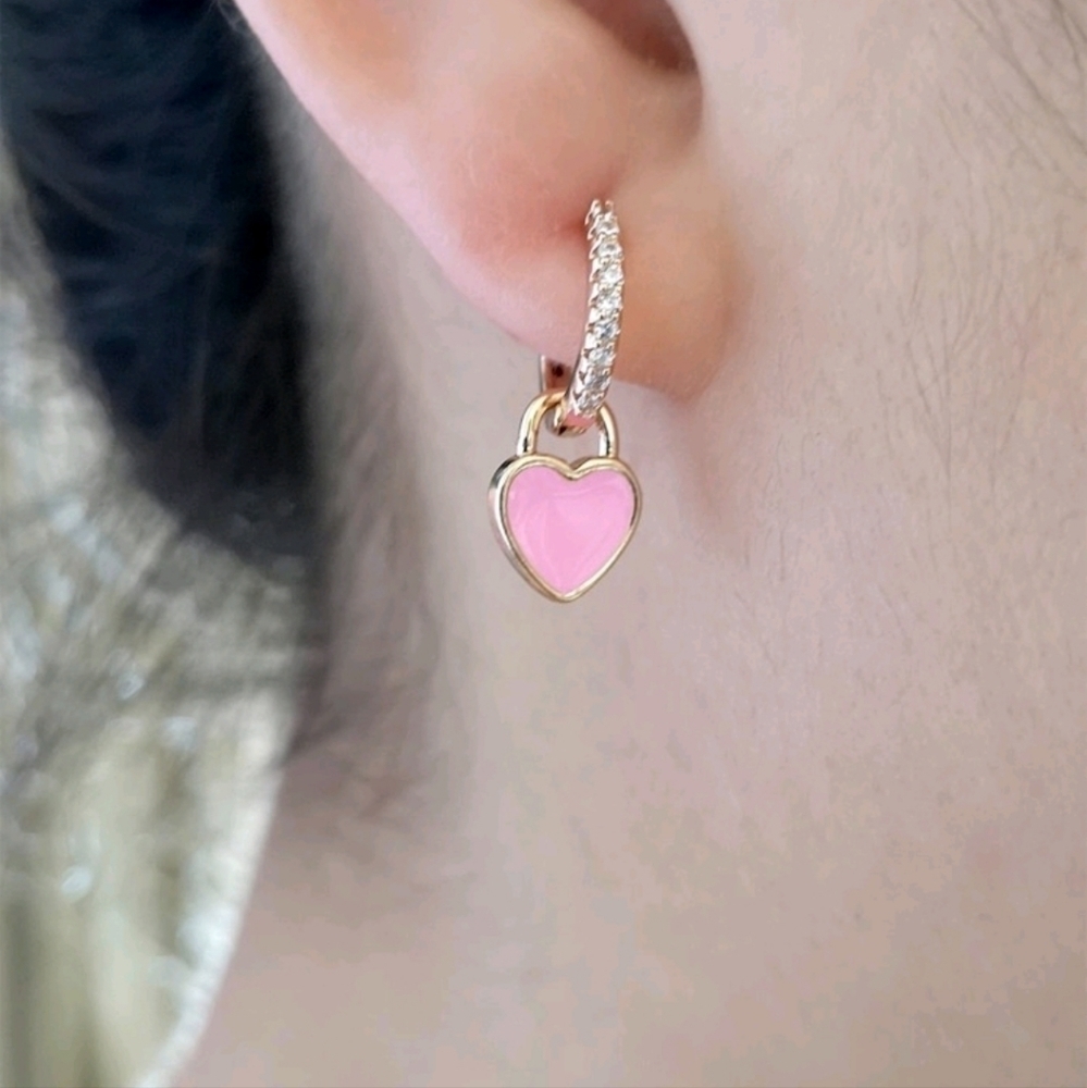 HEART Design 2 In 1 Drop Earrings - Picture 4 of 5